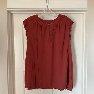 Henley Collar Sleeveless Blouse
